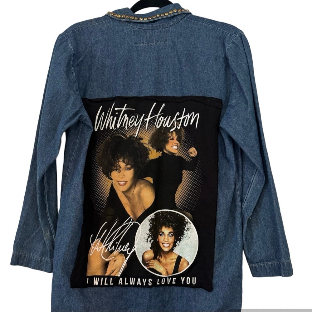 Whitney Houston  up- cycled Custom Denim Jacket
 -